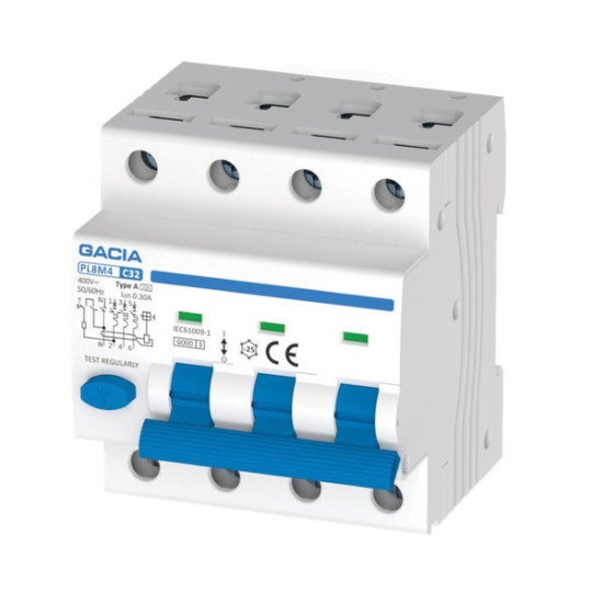 ΡΕΛΕ RCBO ΤΕΤΡΑΠΟΛΙΚΟ 25A 6kA 30mA 3P+N C GACIA TYPE A