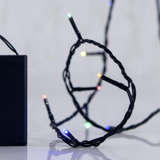 ΣΕΙΡΑ, 20 LED 5mm, ΜΠΑΤΑΡΙΑΣ 3xAA, 8 ΠΡΟΓΡΑΜΜΑΤΑ & ΜΝΗΜΗ, ΧΡΟΝΟΔΙΑΚΟΠΤΗΣ, ΠΡΑΣΙΝΟ PVC ΚΑΛΩΔΙΟ, ΧΡΩΜΑΤΙΣΤΟ LED ΑΝΑ 10cm, ΠΡΟΕΚΤΑΣΗ ΠΑΡΟΧΗΣ 50cm, IP44