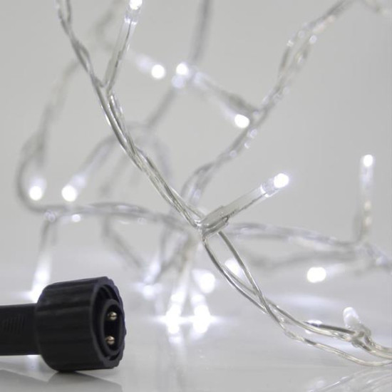 ΣΕΙΡΑ, 100 LED 3mm, 31V ΜΕΤΑΣΧΗΜΑΤΙΣΤΗ, 4 ΕΠΕΚΤΑΣΕΙΣ ΕΩΣ 3 ΣΕΤ, ΔΙΑΦΑΝΟ PVC ΚΑΛΩΔΙΟ, ΛΕΥΚΟ LED ΑΝΑ 5cm, ΠΡΟΕΚΤΑΣΗ ΠΑΡΟΧΗΣ 3m, ΙP44