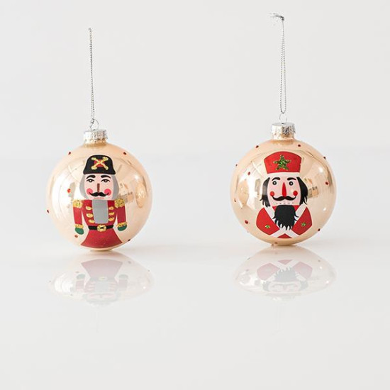 ΓΥΑΛΙΝΗ ΜΠΑΛΑ, ΑΠΑΛΟ ΧΡΥΣΟ, ΜΕ ΚΑΡΥΟΘΡΑΥΣΤΗ, 2 ΣΧΕΔΙΑ, ΣΕΤ 4ΤΜΧ, 8cm