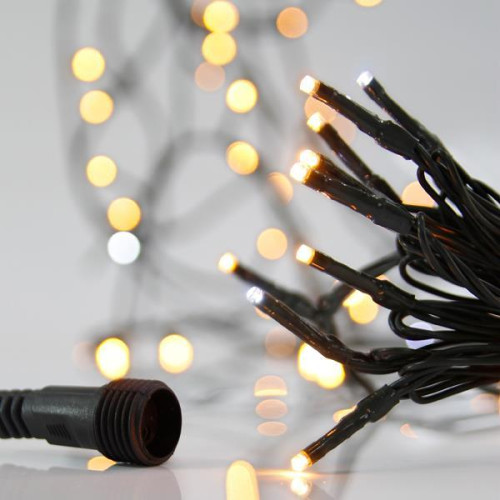 ΣΕΙΡΑ, 100 LED 3mm, 31V ΜΕΤΑΣΧΗΜΑΤΙΣΤΗ, 4 ΕΠΕΚΤΑΣΕΙΣ ΕΩΣ 3 ΣΕΤ, ΠΡΑΣΙΝΟ PVC ΚΑΛΩΔΙΟ, ΘΕΡΜΟ ΛΕΥΚΟ & 10 ΛΕΥΚΑ FLASH LED ANA 10cm, ΠΡΟΕΚΤΑΣΗ ΠΑΡΟΧΗΣ 3m, ΙΡ44