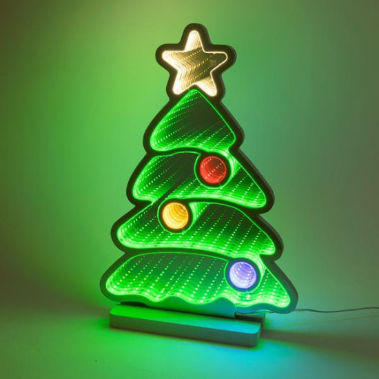 ΔΙΑΚΟΣΜΗΤΙΚΟ ΣΧΕΔΙΟ ΚΑΘΡΕΦΤΗΣ ΜΕ LED ΤΑΙΝΙΑ, 174 LED, ΧΡΙΣΤΟΥΓΕΝΝΙΑΤΙΚΟ ΔΕΝΤΡΟ 27x1.5x39cm, ΜΕΤΑΣΧΗΜΑΤΙΣΤΗ, ΧΡΩΜΑΤΙΣΤΟ LED, ΠΡΟΕΚΤΑΣΗ ΠΑΡΟΧΗΣ 3m, IP20