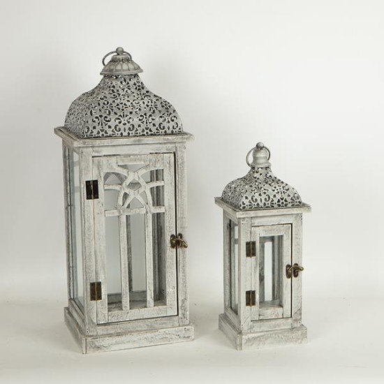 S/2 ΦΑΝΑΡΙΑ ΜΕΤΑΛΛΙΚA - ΞΥΛΙΝΑ ΓΚΡΙ  22x22x54.5cm/14.5x14.5x37.5cm