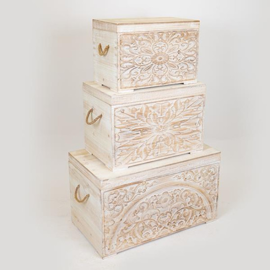 S/3 ΜΠΑΟΥΛΑ ΞΥΛΙΝΑ ΛΕΥΚΑ ΜΕ ΣΧΕΔΙΑ 72x40.5x41cm/ 55.5x33.5x36.5cm/ 47.5x26.5x31cm