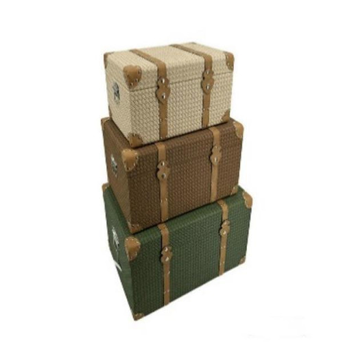 S/3 ΜΠΑΟΥΛΑ ΚΑΦΕ-ΠΡΑΣΙΝΟ-ΕΚΡΟΥ 56x34x30cm/ 48x29x25cm/ 40x24x20cm