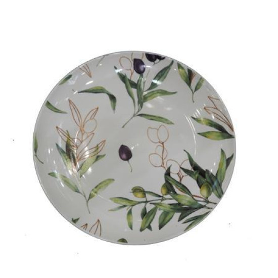 ΠΙΑΤΕΛΑ ΠΟΡΣΕΛΑΝΙΝΗ ΛΕΥΚΗ ΜΕ ΚΛΑΔΙΑ ΕΛΙΑΣ 20cm