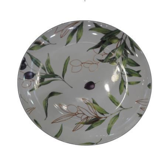 ΠΙΑΤΕΛΑ ΠΟΡΣΕΛΑΝΙΝΗ ΛΕΥΚΗ ΜΕ ΚΛΑΔΙΑ ΕΛΙΑΣ 26cm