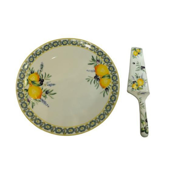 S/2 ΠΙΑΤΕΛΑ ΜΕ ΣΠΑΤΟΥΛΑ ΠΟΡΣΕΛΑΝΙΝΗ ΛΕΥΚΗ ΜΕ ΛΕΜΟΝΙΑ 26cm