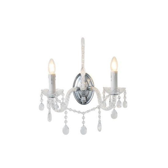 ΑΠΛΙΚΑ ΤΟΙΧΟΥ ΜΕΤΑΛΛΟ-ΚΡΥΣΤΑΛΛΟ 2ΦΩΤΗ 2XE14 MAX 8W 330X425mm ΑΣΗΜΙ ARTE ILLUMINA KRISTALLO