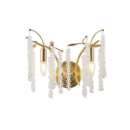 ΑΠΛΙΚΑ ΤΟΙΧΟΥ ΜΕΤΑΛΛΟ-ΓΥΑΛΙ 2ΦΩΤΗ 2XE14 MAX 8W 340X225X301mm ΧΡΥΣΟ ΔΙΑΦΑΝΕΣ ARTE ILLUMINA DYNASTY