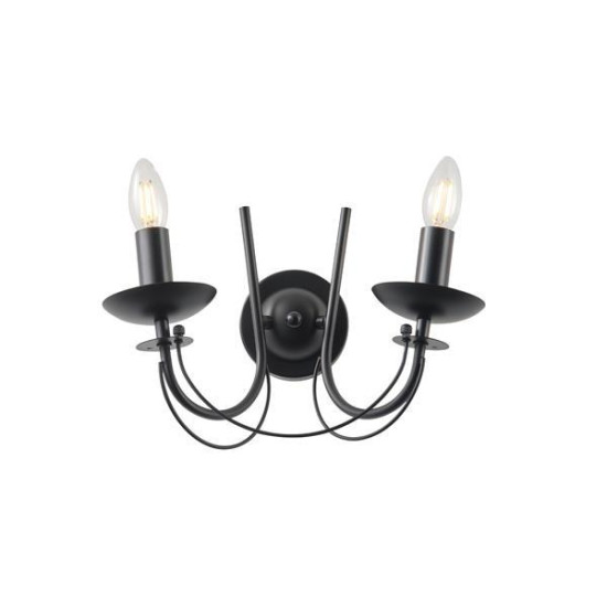 ΑΠΛΙΚΑ TOIXOY ΜΕΤΑΛΛΟ 2ΦΩΤΗ 2XE14 ΜΑΧ 8W 320X245X190mm ΜΑΥΡO ARTE ILLUMINA VAULT