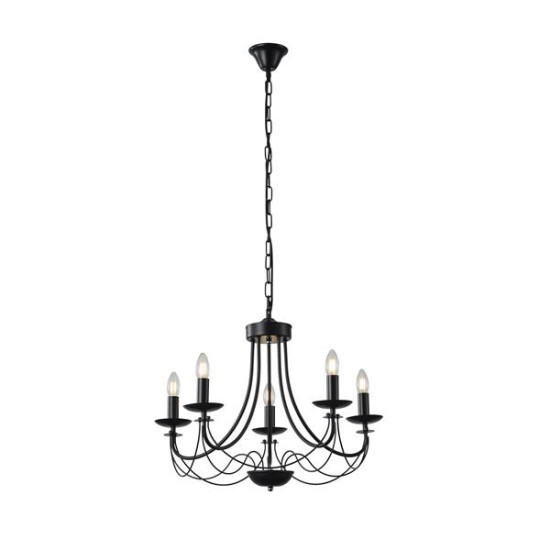 ΦΩΤΙΣΤΙΚΟ ΚΡΕΜΑΣΤΟ ΜΕΤΑΛΛΟ 5ΦΩΤΟ 5XE14 ΜΑΧ 8W 600X940mm ΜΑΥΡΟ ARTE ILLUMINA VAULT