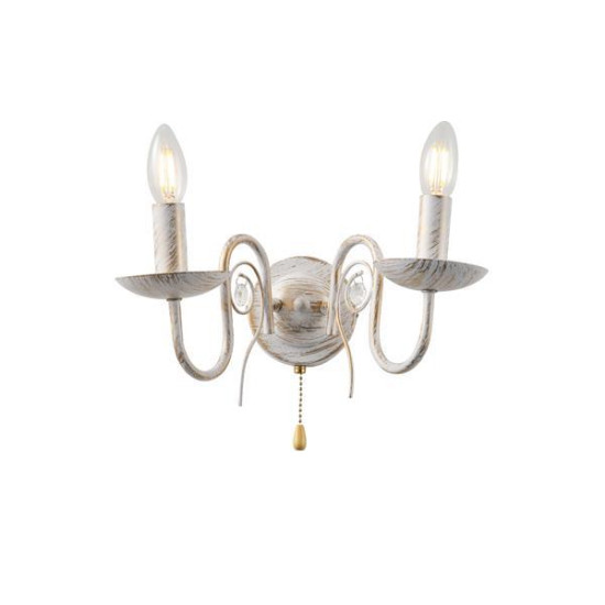 ΑΠΛΙΚΑ ΤΟΙΧΟΥ ΜΕΤΑΛΛΟ-ΓΥΑΛΙ 2ΦΩΤΗ 2XE14 ΜΑΧ 8W 325X180mm ΛΕΥΚΟ-ΧΡΥΣΟ ARTE ILLUMINA DUKE