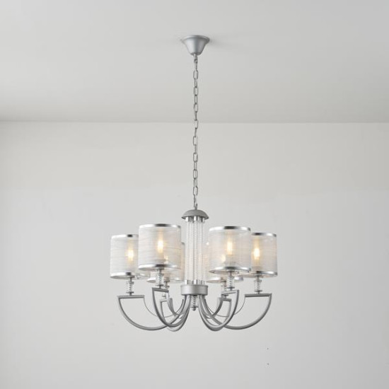 ΦΩΤΙΣΤΙΚΟ ΚΡΕΜΑΣΤΟ ΜΕΤΑΛΛΟ-ΥΦΑΣΜΑ 6ΦΩΤΟ 6XE14 ΜΑΧ 8W Φ630X1150mm ΑΣΗΜΙ ARTE ILLUMINA NOBLE