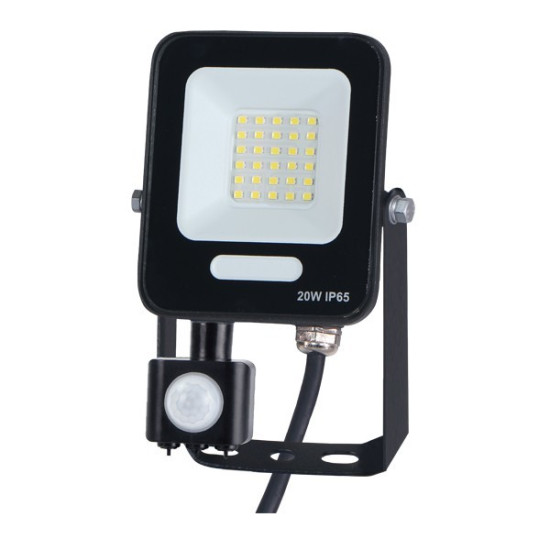 ΠΡΟΒΟΛΕΑΣ LED 20W SMD ΜΕ ΠΕΡΙΣΤΡΕΦΟΜΕΝΟ ΑΝΙΧΝΕΥΤΗ ΚΙΝΗΣΗΣ ΜΑΥΡΟΣ IP54 3000K PLUS