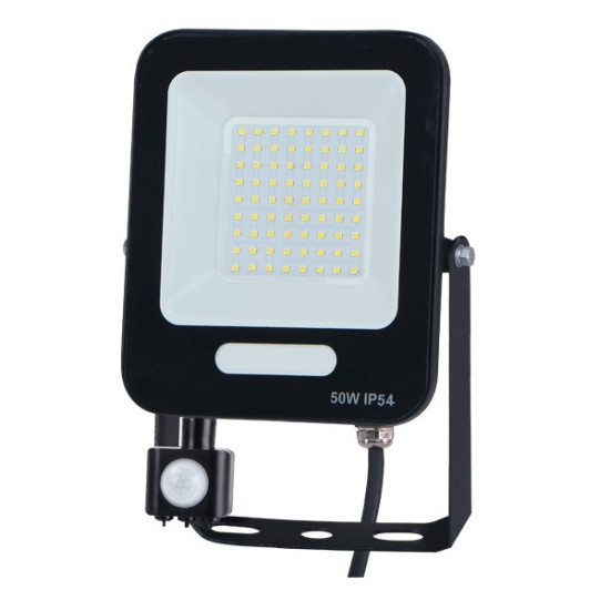 ΠΡΟΒΟΛΕΑΣ LED 50W SMD ΜΕ ΠΕΡΙΣΤΡΕΦΟΜΕΝΟ ΑΝΙΧΝΕΥΤΗ ΚΙΝΗΣΗΣ ΜΑΥΡΟΣ IP54 3000K PLUS