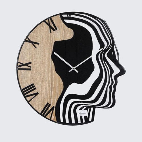 ΕΠΙΤΟΙΧΙΟ ΡΟΛΟΙ ΜΕΤΑΛΛΙΚΟ - ΞΥΛΙΝΟ ΜΑΥΡΟ -ΚΑΦΕ 48x3.5x49.5cm