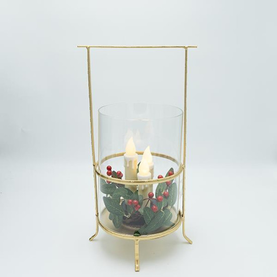 ΜΕΤΑΛΛΙΚΟ ΦΑΝΑΡΙ ΜΕ ΧΡΥΣΕΣ ΛΕΠΤΟΜΕΡΕΙΕΣ ΚΑΙ 3 ΚΕΡΙΑ, 20x17x37cm ΜΕΤΑΛΛΙΚΟ ΦΑΝΑΡΙ ΜΕ ΧΡΥΣΕΣ ΛΕΠΤΟΜΕΡΕΙΕΣ ΚΑΙ 3 ΚΕΡΙΑ, 20x17x37cm