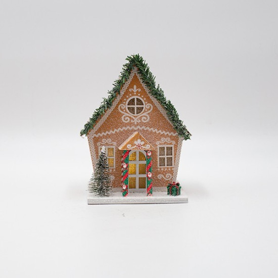 ΧΑΡΤΙΝΟ ΣΠΙΤΑΚΙ, ΚΑΦΕ, ΦΩΤΙΖΟΜΕΝΟ, 12.5x10.5x16cm