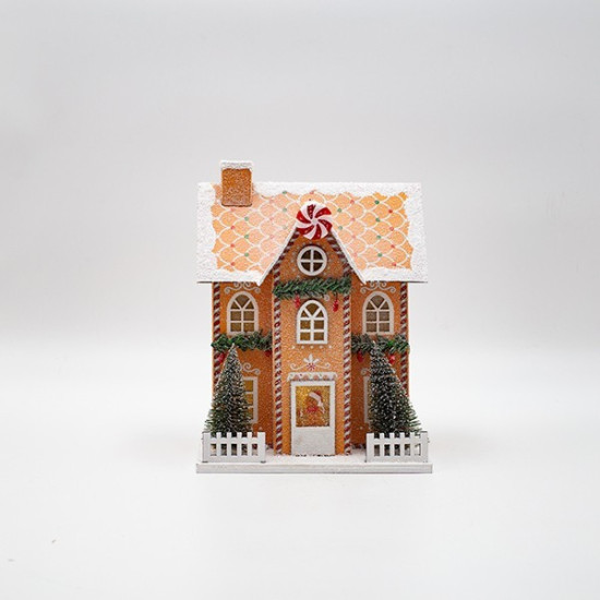 ΧΑΡΤΙΝΟ ΣΠΙΤΑΚΙ, ΜΠΕΖ ΜΕ CANDY, ΦΩΤΙΖΟΜΕΝΟ, 15.5x12x20.5cm