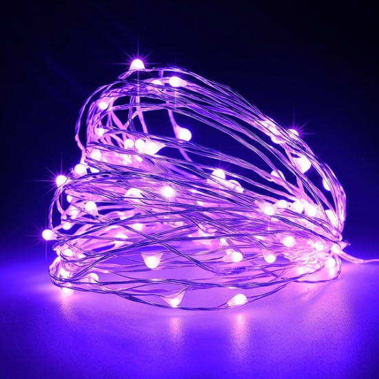 ΣΕΙΡΑ, 100 MINI LED, ΜΕΤΑΣΧΗΜΑΤΙΣΤΗ, ΣΤΑΘΕΡΟ, ΑΣΗΜΙ ΧΑΛΚΙΝΟ ΚΑΛΩΔΙΟ, ΜΩΒ LED ΑΝΑ 10cm, ΠΡΟΕΚΤΑΣΗ ΠΑΡΟΧΗΣ 5m, ΙΡ44