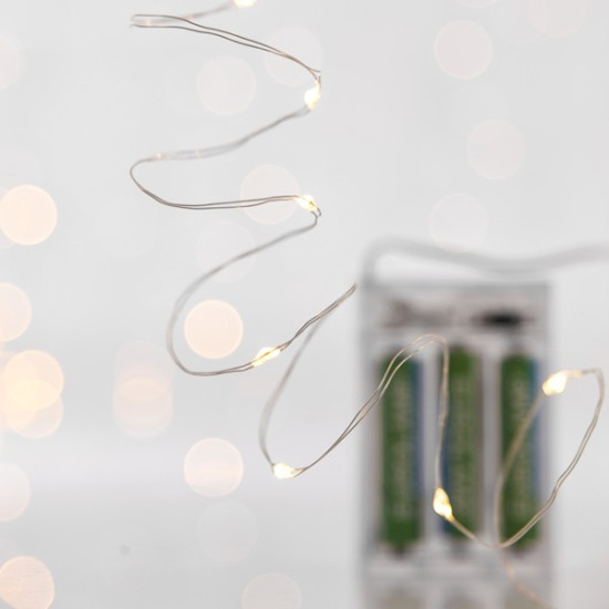 ΣΕΙΡΑ, 20 MINI LED, ΜΠΑΤΑΡΙΑΣ 3xAA, ΧΡΟΝΟΔΙΑΚΟΠΤΗ, ΑΣΗΜΙ ΧΑΛΚΙΝΟ ΚΑΛΩΔΙΟ, ΘΕΡΜΟ ΛΕΥΚΟ LED ANA 10cm, ΠΡΟΕΚΤΑΣΗ ΠΑΡΟΧΗΣ 10cm, IP20