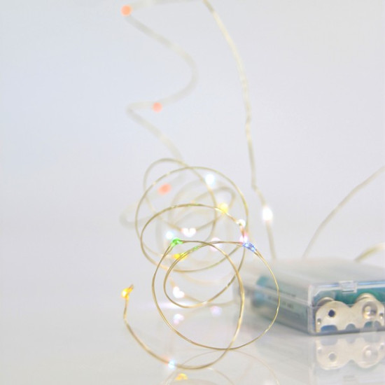 ΣΕΙΡΑ, 20 MINI LED, ΜΠΑΤΑΡΙΑΣ 3xAA, ΧΡΟΝΟΔΙΑΚΟΠΤΗ, ΑΣΗΜΙ ΧΑΛΚΙΝΟ ΚΑΛΩΔΙΟ, ΧΡΩΜΑΤΙΣΤΟ LED ANA 10cm, ΠΡΟΕΚΤΑΣΗ ΠΑΡΟΧΗΣ 10cm, IP20