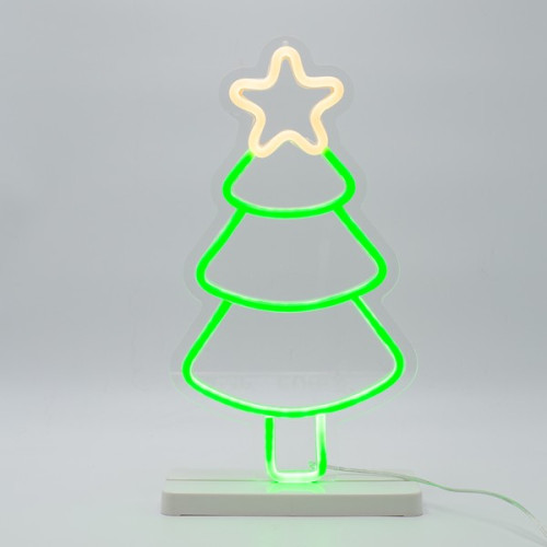 ΣΧΕΔΙΟ ΝΕΟΝ ΦΩΤΟΣΩΛΗΝΑ 19x35cm, ΧΡΙΣΤΟΥΓΕΝΝΙΑΤΙΚΟ ΔΕΝΤΡΟ, ΜΕ ΒΑΣΗ 4,5V ΜΕΤΑΣΧΗΜΑΤΙΣΤΗ, ΠΡΑΣΙΝΟ & ΚΙΤΡΙΝΟ LED, ΠΡΟΕΚΤΑΣΗ ΠΑΡΟΧΗΣ 3m, IP44