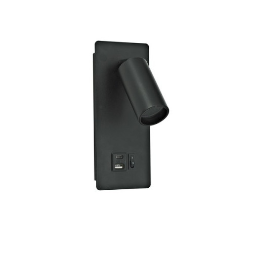 ΑΠΛΙΚΑ ΑΝΑΓΝΩΣΗΣ ΑΛΟΥΜΙΝΙΟΥ 1XGU11 MAX8W Φ40x80mm ΜΕ USB TYPE C ΜΑΥΡΗ ARTE ILLUMINA VON