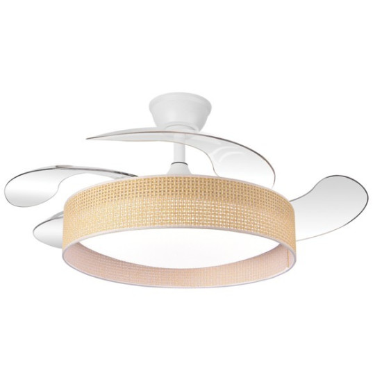 ΑΝΕΜΙΣΤΗΡΑΣ ΟΡΟΦΗΣ ΛΕΥΚΟΣ ΜΕ ΑΝΟΙΓΟΚΛΕΙΟΜΕΝΕΣ ΦΤΕΡΩΤΕΣ ΚΑΙ ΚΑΦΕ ΠΛΕΚΤΟ Φ106 30W DC ΜΟΤΕΡ ΜΕ LED ΦΩΣ 45W ΚΑΙ ΚΟΝΤΡΟΛ