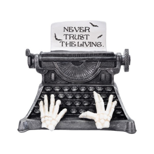 VINTAGE ΓΡΑΦΟΜΗΧΑΝΗ ΜΕ ΕΠΙΓΡΑΦΗ ''NEVER TRUST THE LIVING'', ΠΟΛΥΡΕΖΙΝ, 17x11.5x14.2cm