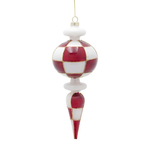 ΓΥΑΛΙΝΟ ΣΤΟΛΙΔΙ ΜΕ ΜΟΤΙΒΟ ΣΚΑΚΙΕΡΑ, ΛΕΥΚΟ ΚΑΙ ΚΟΚΚΙΝΟ, 20cm