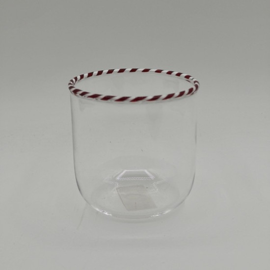 ΓΥΑΛΙΝΟ ΠΟΤΗΡΙ ΜΕ CANDY ΣΧΕΔΙΟ, ΣΕΤ 2ΤΜΧ, 8x8x8cm