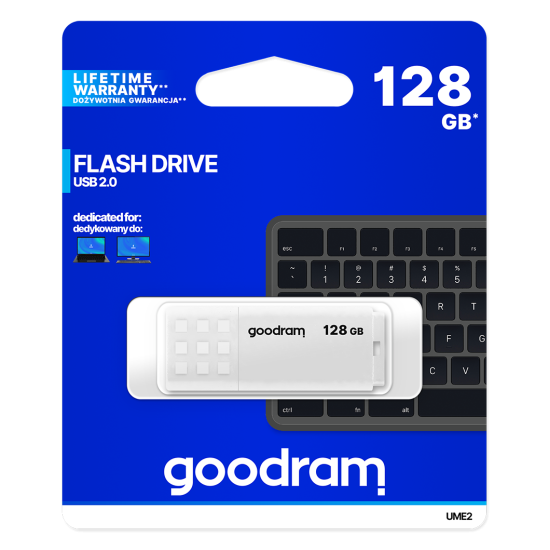 GOODRAM UME2 128GB USB 2.0 ΛΕΥΚΟ