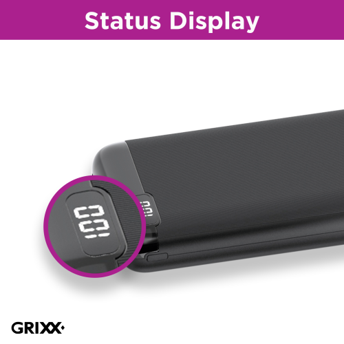 GRIXX 20000 POWER ΒΑΝΚ USB C ΜΑΥΡΟ GRIXX 20000 POWER ΒΑΝΚ USB C ΜΑΥΡΟ