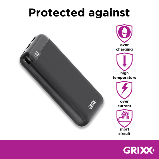 GRIXX 20000 POWER ΒΑΝΚ USB C ΜΑΥΡΟ