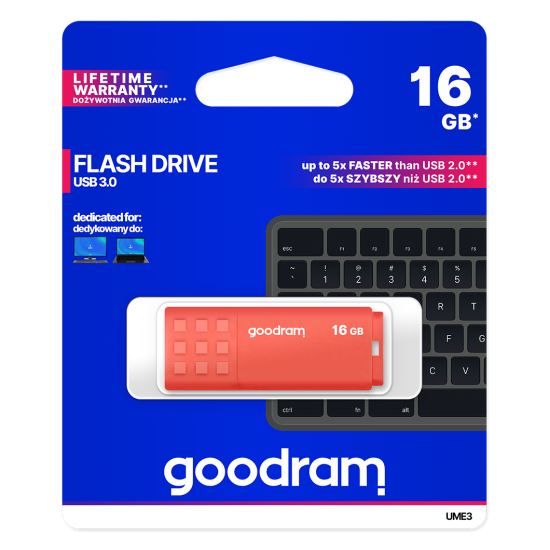 GOODRAM UME3 16GB USB 3.0 ΠΟΡΤΟΚΑΛΙ